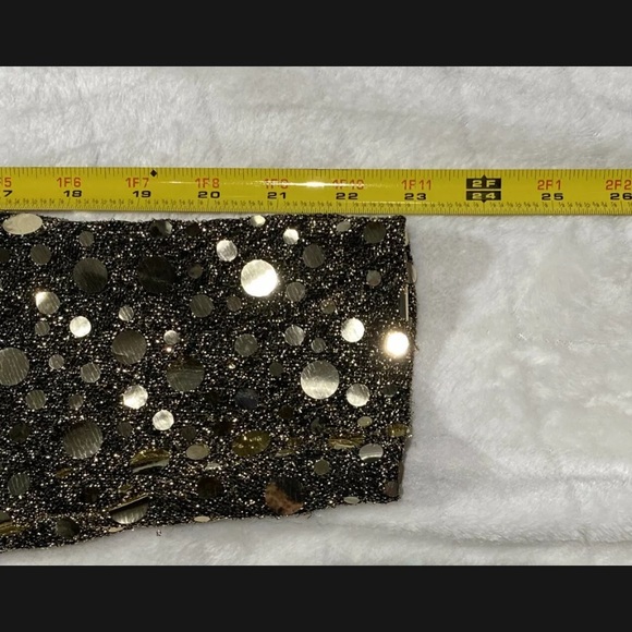 Vtg PG Collections Ginger Bort Gold Sequins Open Cardigan Festival Disco Retro - Picture 10 of 11